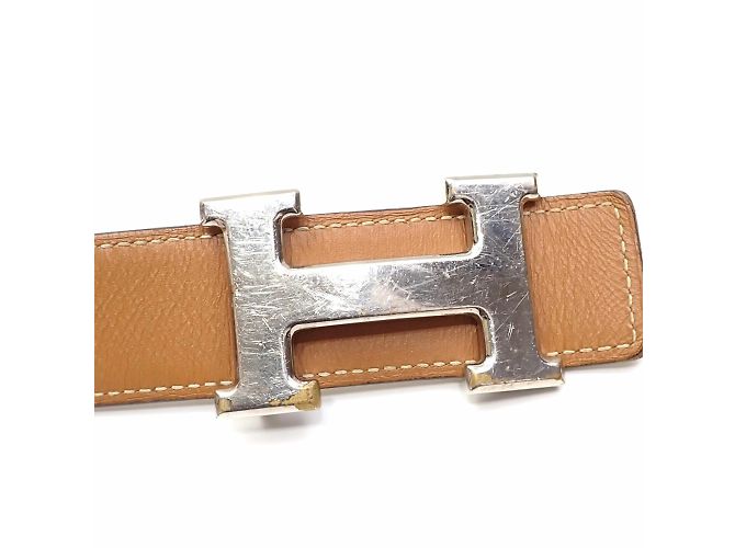 Herrenledergürtel Constance von Hermès Braun Weiß - Ansicht 2