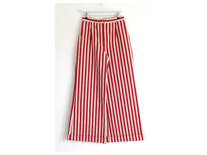 Pantalones de pierna ancha a rayas rojas Chanel Resort 2017 - vista 3