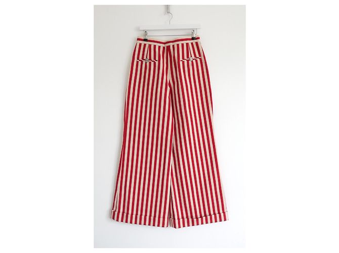 Pantalones de pierna ancha a rayas rojas Chanel Resort 2017 - vista 6