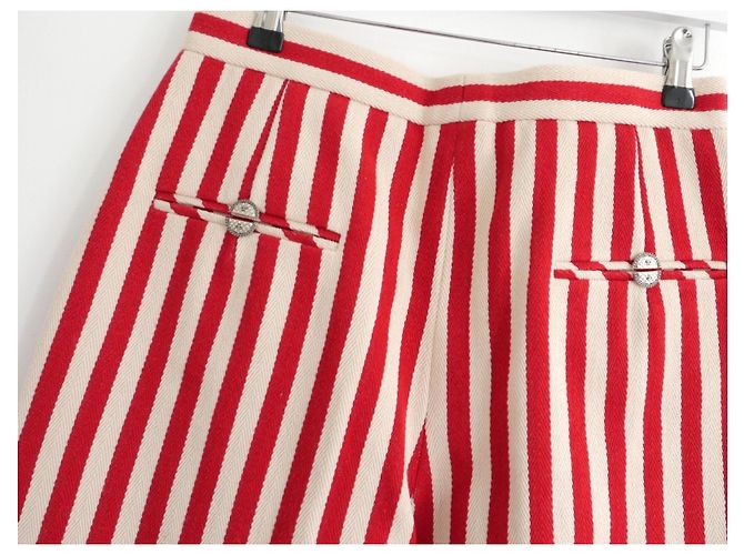 Pantalones de pierna ancha a rayas rojas Chanel Resort 2017 - vista 7