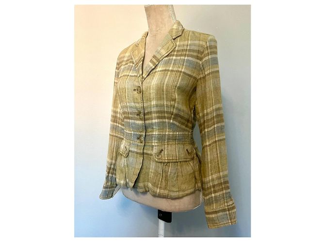 Weekend Max Mara Blazer de lino tartán Max Mara Beige - vista 2