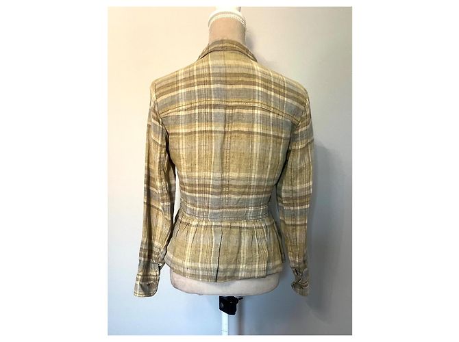 Weekend Max Mara Blazer de lino tartán Max Mara Beige - vista 4