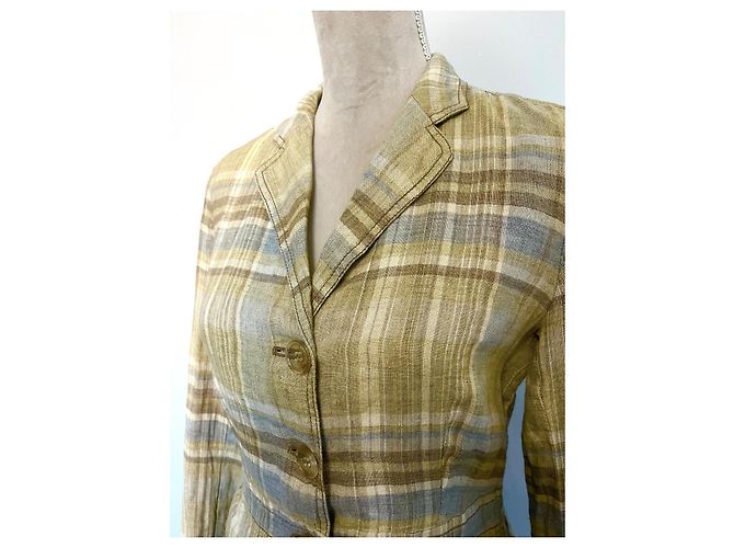 Weekend Max Mara Blazer de lino tartán Max Mara Beige - vista 5