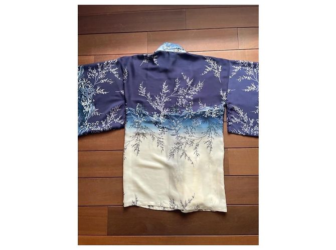 Autre Marque Kimono Souen de seda y algodón blanco azul Azul claro - vista 12