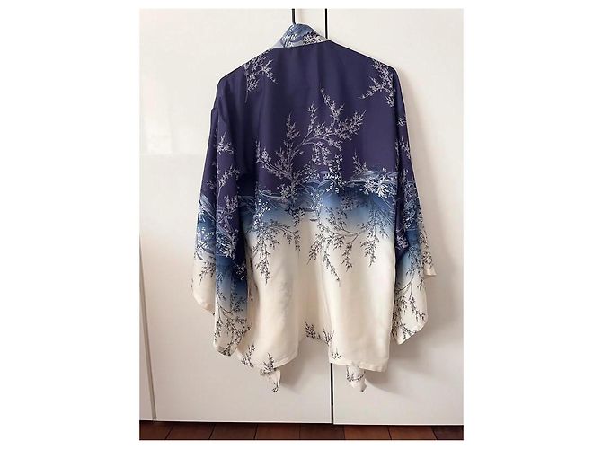 Autre Marque Kimono Souen de seda y algodón blanco azul Azul claro - vista 4