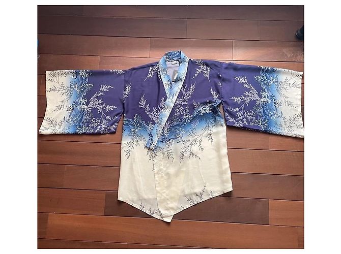 Autre Marque Kimono Souen de seda y algodón blanco azul Azul claro - vista 6