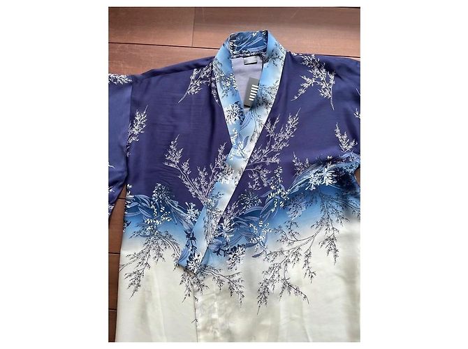 Autre Marque Kimono Souen de seda y algodón blanco azul Azul claro - vista 7