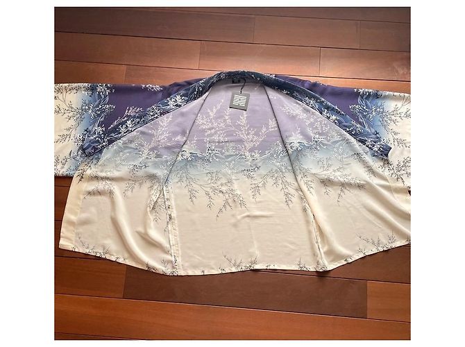 Autre Marque Kimono Souen de seda y algodón blanco azul Azul claro - vista 9