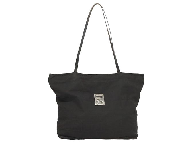 FENDI Zucca Canvas Tote Bag aus Nylon Schwarz Silber Authentisch am8389 - Ansicht 2