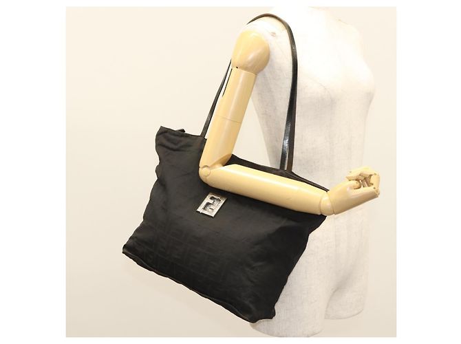 FENDI Zucca Canvas Tote Bag aus Nylon Schwarz Silber Authentisch am8389 - Ansicht 23