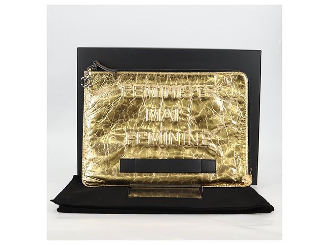 Borsa Clutch in Pelle Oro CC Auth 123083V di CHANEL D'oro - vista 25