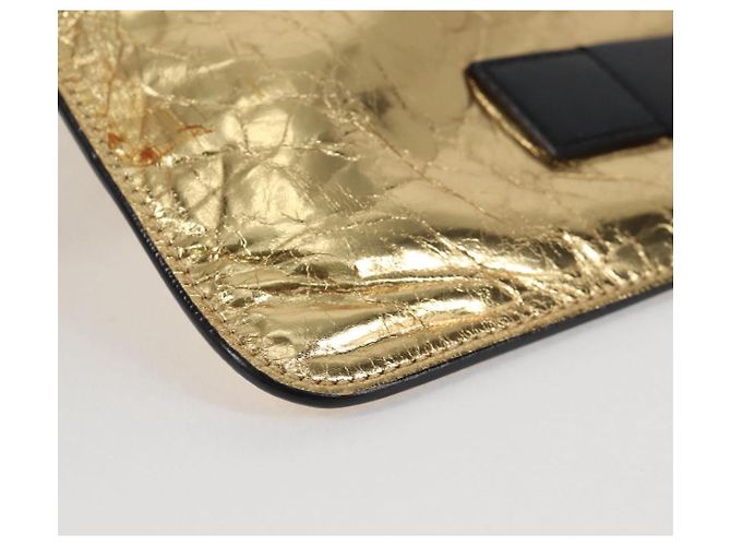 Borsa Clutch in Pelle Oro CC Auth 123083V di CHANEL D'oro - vista 8