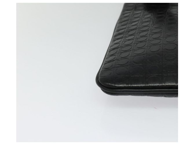 Borsa a spalla Salvatore Ferragamo in pelle nera argento autentica BA2153 Nero - vista 10