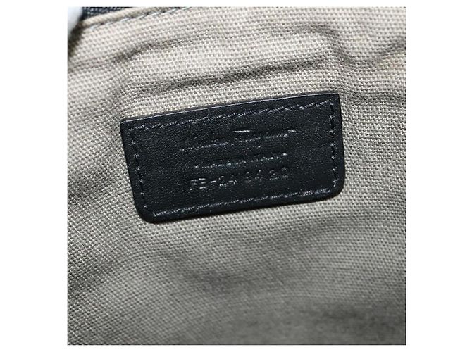 Borsa a spalla Salvatore Ferragamo in pelle nera argento autentica BA2153 Nero - vista 14