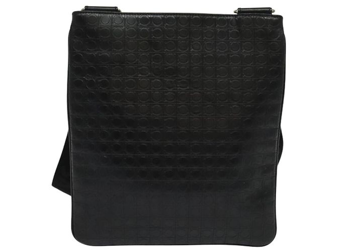 Borsa a spalla Salvatore Ferragamo in pelle nera argento autentica BA2153 Nero - vista 2