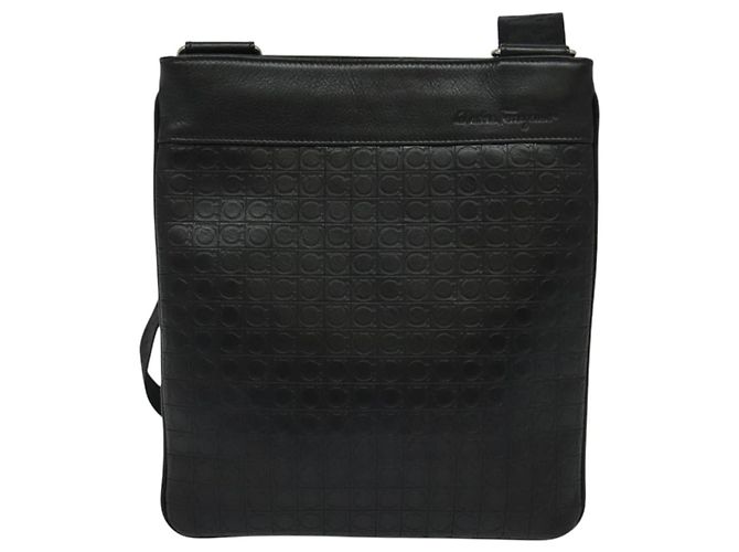 Borsa a spalla Salvatore Ferragamo in pelle nera argento autentica BA2153 Nero - vista 3