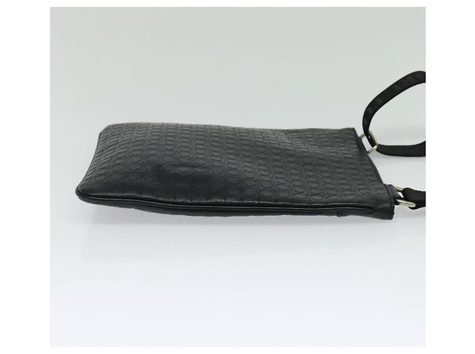 Borsa a spalla Salvatore Ferragamo in pelle nera argento autentica BA2153 Nero - vista 5