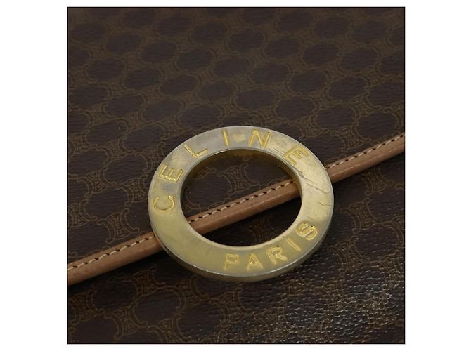 Céline CELINE Macadam Canvas Schultertasche, PVC-Leder, braun, gold, authentisch, MX424 Golden - Ansicht 14