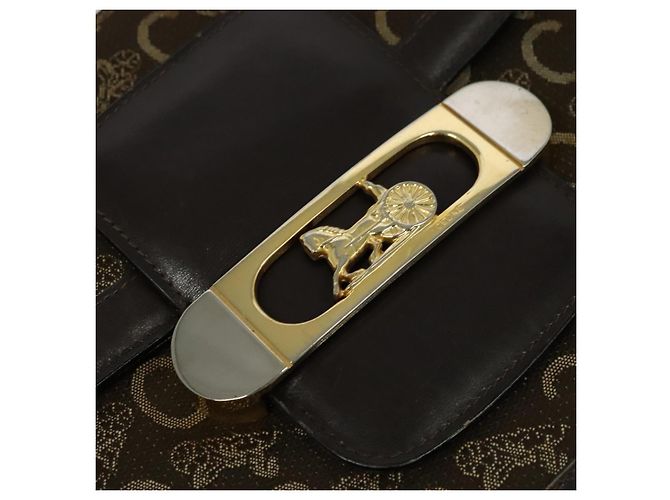 Céline Borsa a spalla CELINE C Sulky in tela marrone oro Auth BA2276 D'oro - vista 14