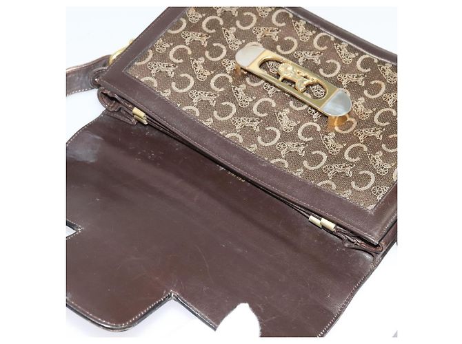Céline Borsa a spalla CELINE C Sulky in tela marrone oro Auth BA2276 D'oro - vista 15