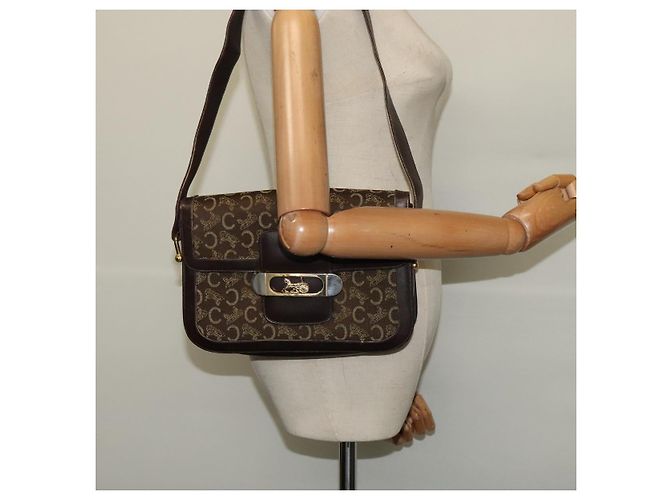 Céline Borsa a spalla CELINE C Sulky in tela marrone oro Auth BA2276 D'oro - vista 23