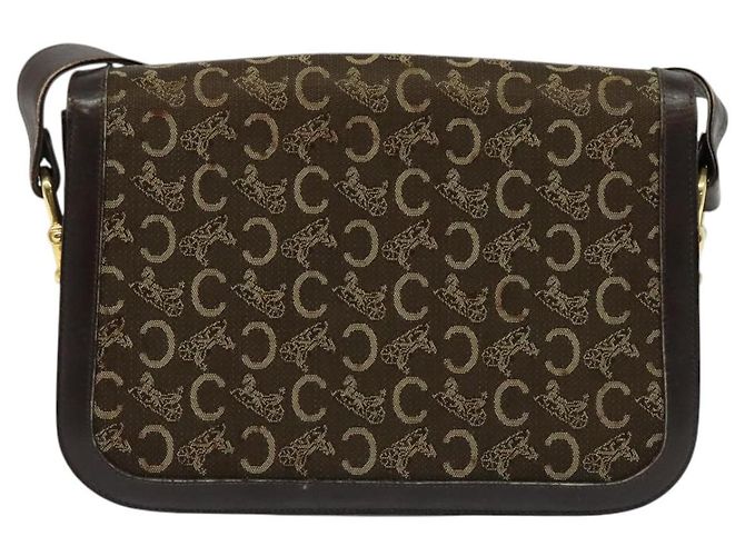 Céline Borsa a spalla CELINE C Sulky in tela marrone oro Auth BA2276 D'oro - vista 3