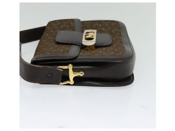 Céline Borsa a spalla CELINE C Sulky in tela marrone oro Auth BA2276 D'oro - vista 4