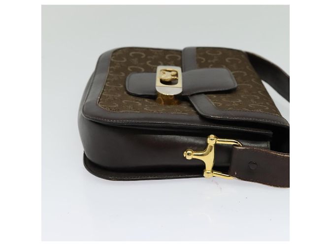 Céline Borsa a spalla CELINE C Sulky in tela marrone oro Auth BA2276 D'oro - vista 5