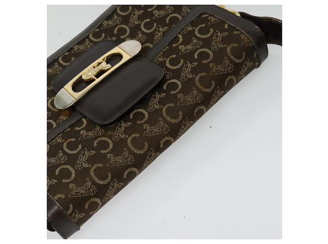 Céline Borsa a spalla CELINE C Sulky in tela marrone oro Auth BA2276 D'oro - vista 6