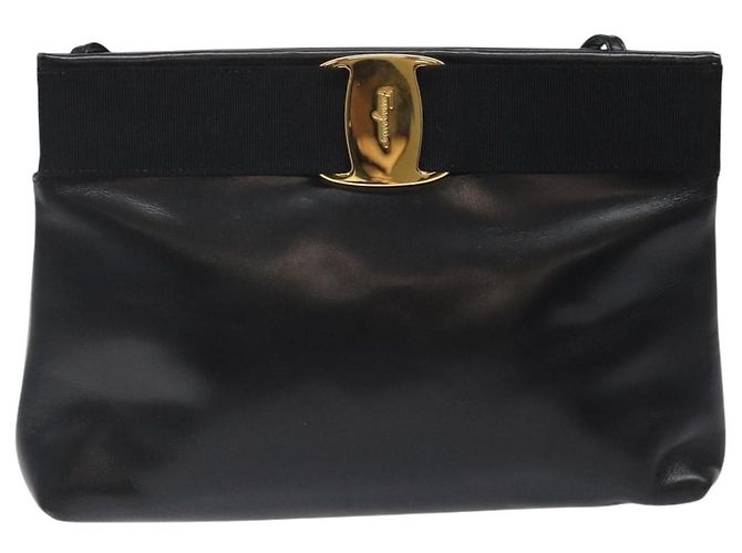 Borsa a spalla Salvatore Ferragamo in pelle nera e oro Auth 122966 Nero D'oro - vista 2