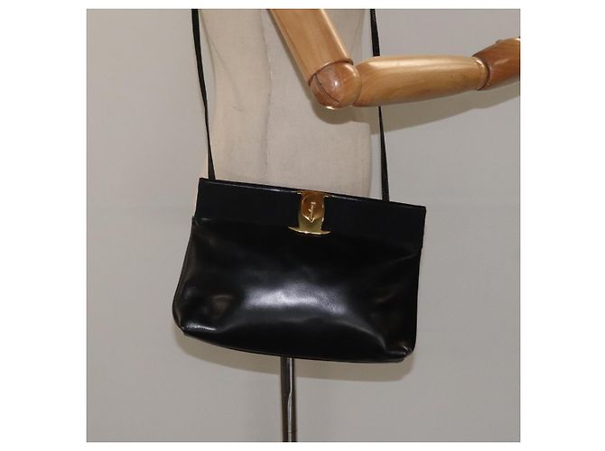 Borsa a spalla Salvatore Ferragamo in pelle nera e oro Auth 122966 Nero D'oro - vista 20