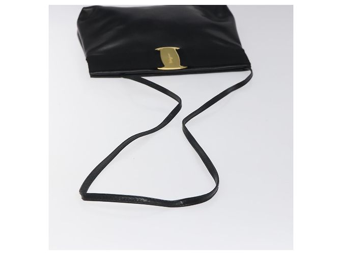 Borsa a spalla Salvatore Ferragamo in pelle nera e oro Auth 122966 Nero D'oro - vista 7