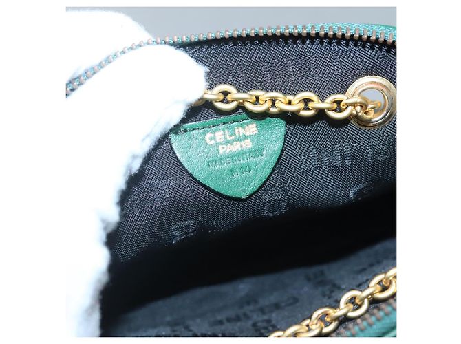 Céline Borsa a spalla CELINE in pelle verde oro Auth yk18399 D'oro - vista 15
