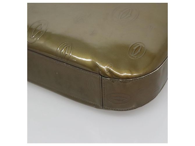 CARTIER Borsa a Spalla Buon Compleanno Smalto Khaki Argento Auth BA2280 Cachi - vista 10