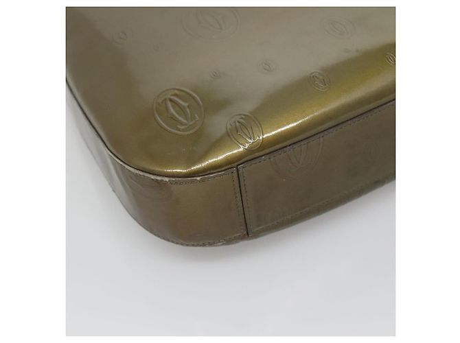 CARTIER Borsa a Spalla Buon Compleanno Smalto Khaki Argento Auth BA2280 Cachi - vista 11