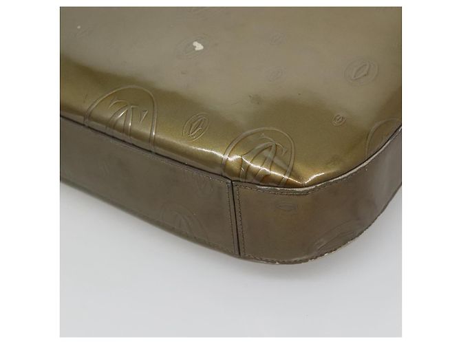 CARTIER Borsa a Spalla Buon Compleanno Smalto Khaki Argento Auth BA2280 Cachi - vista 12