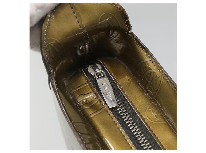 CARTIER Borsa a Spalla Buon Compleanno Smalto Khaki Argento Auth BA2280 Cachi - vista 14