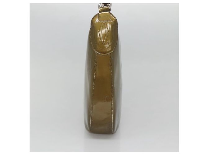 CARTIER Borsa a Spalla Buon Compleanno Smalto Khaki Argento Auth BA2280 Cachi - vista 4