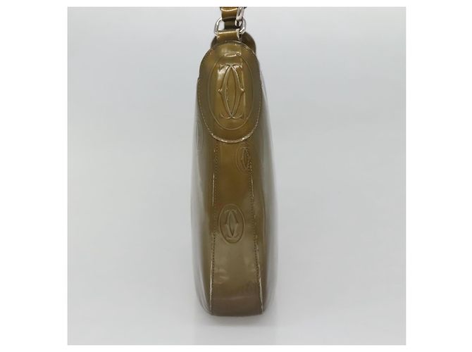 CARTIER Borsa a Spalla Buon Compleanno Smalto Khaki Argento Auth BA2280 Cachi - vista 5