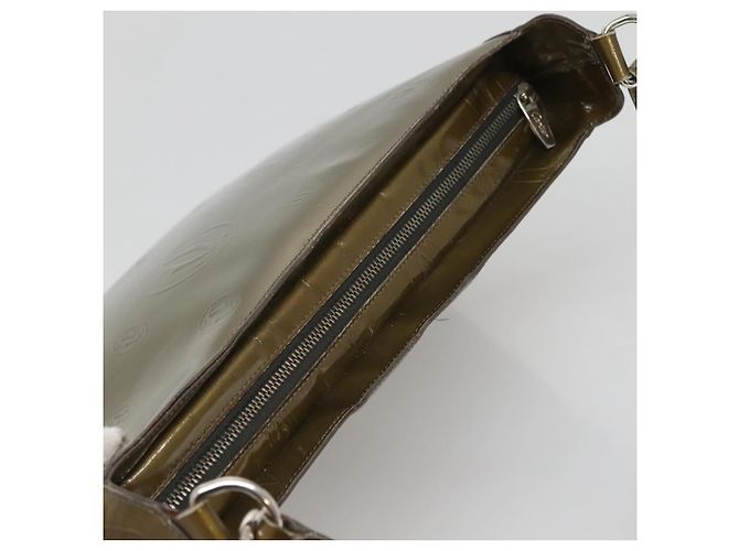 CARTIER Borsa a Spalla Buon Compleanno Smalto Khaki Argento Auth BA2280 Cachi - vista 6