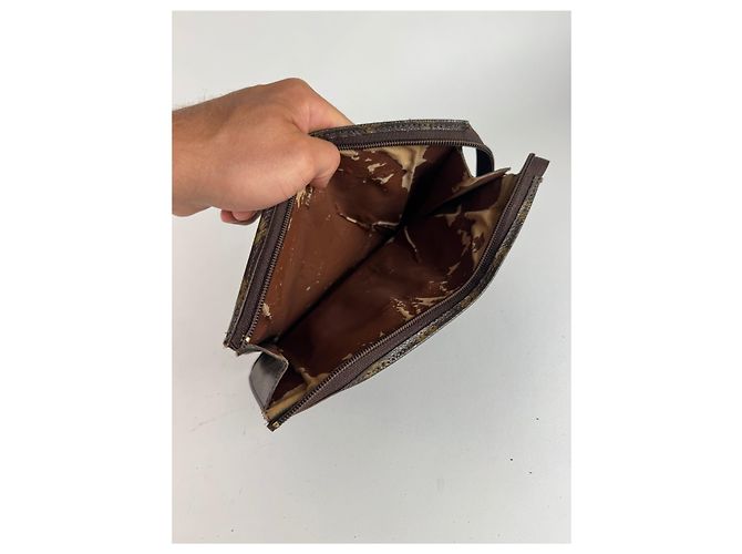 Clutch in pelle monogramma Louis Vuitton vintage marrone - vista 2