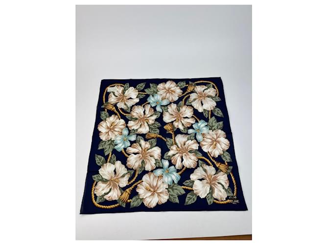 Céline Sciarpa floreale vintage di Celine Blu navy - vista 10