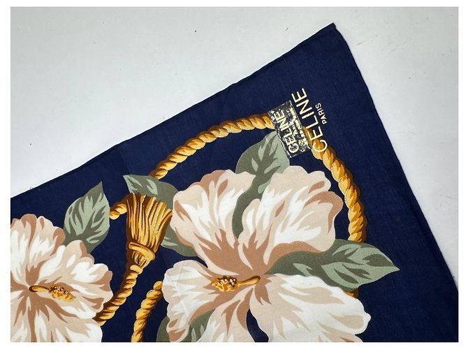 Céline Sciarpa floreale vintage di Celine Blu navy - vista 3