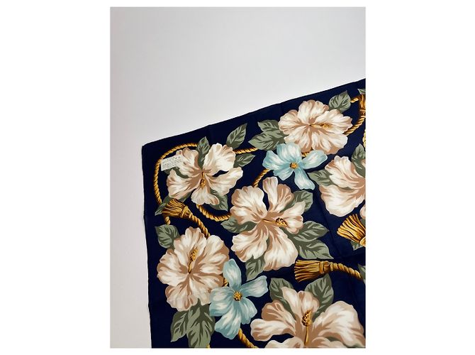 Céline Sciarpa floreale vintage di Celine Blu navy - vista 5