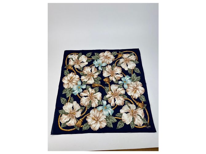 Céline Sciarpa floreale vintage di Celine Blu navy - vista 6