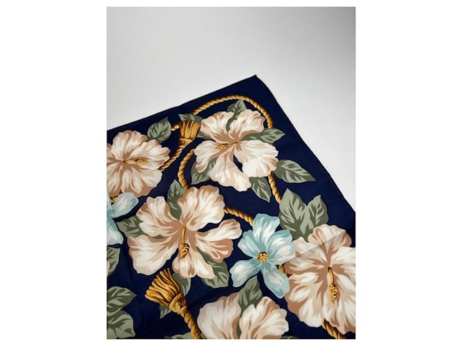 Céline Sciarpa floreale vintage di Celine Blu navy - vista 7