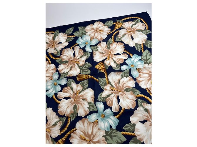 Céline Sciarpa floreale vintage di Celine Blu navy - vista 8