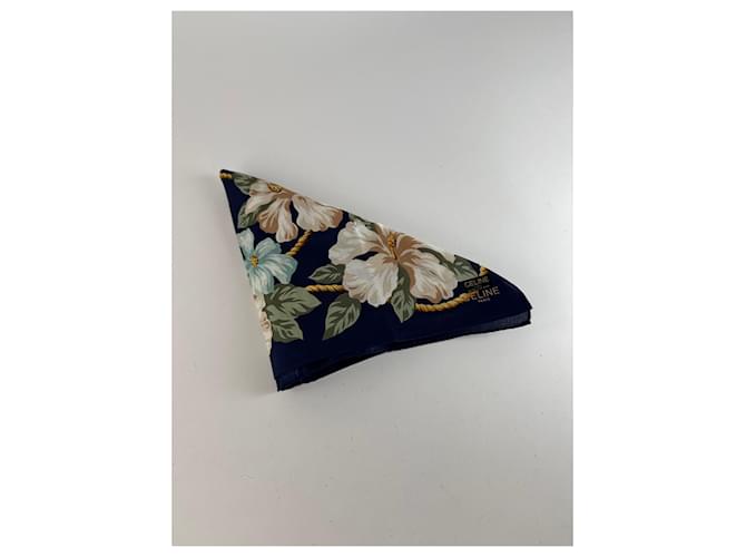 Céline Sciarpa floreale vintage di Celine Blu navy - vista 9