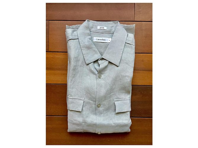 Calvin Klein Linen Shirt Grey M - view 2