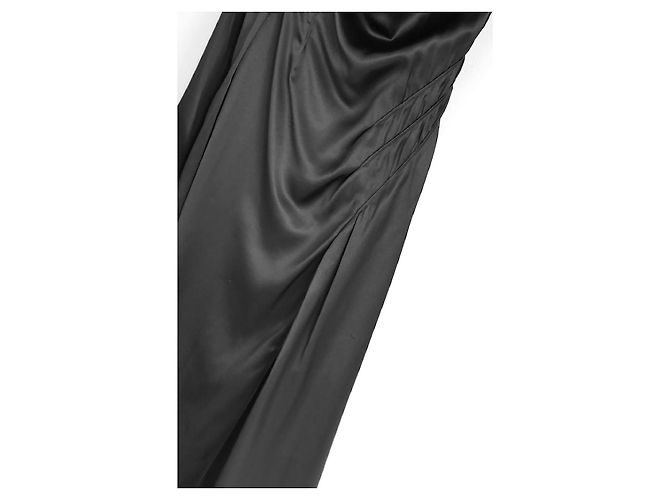 Versace SS19 Schwarzes Seidensatin-Doppelasymmetrisches Kleid - Ansicht 4